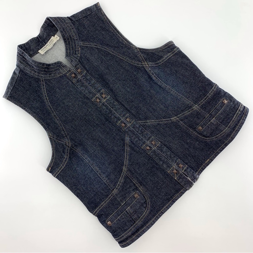 Tribal Jeans Faded Black Denim Vest, 12